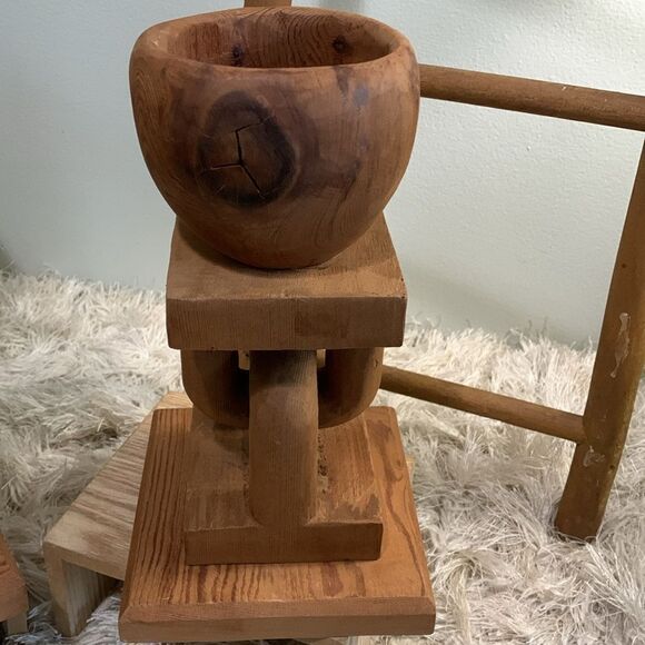 Bundle Of 2 Handcrafted Unique Raw Wooden Accent Decor Pieces - Picture 7 of 17